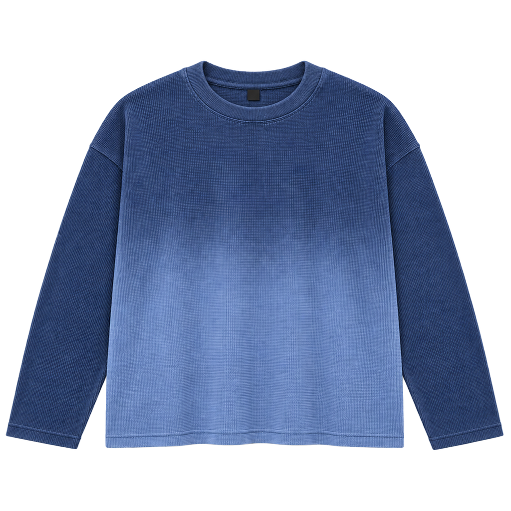 blue ombre waffle tee
