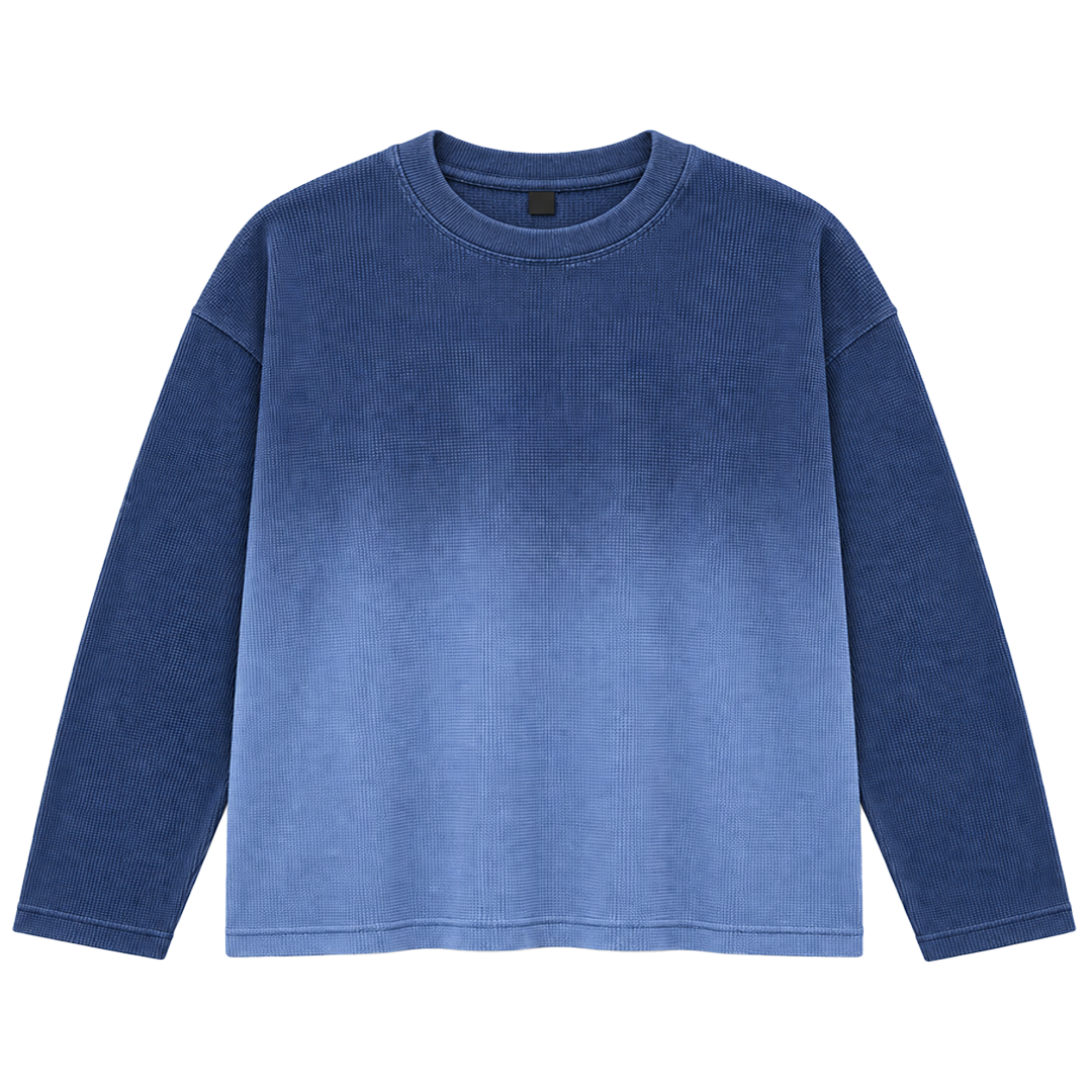 blue ombre waffle tee