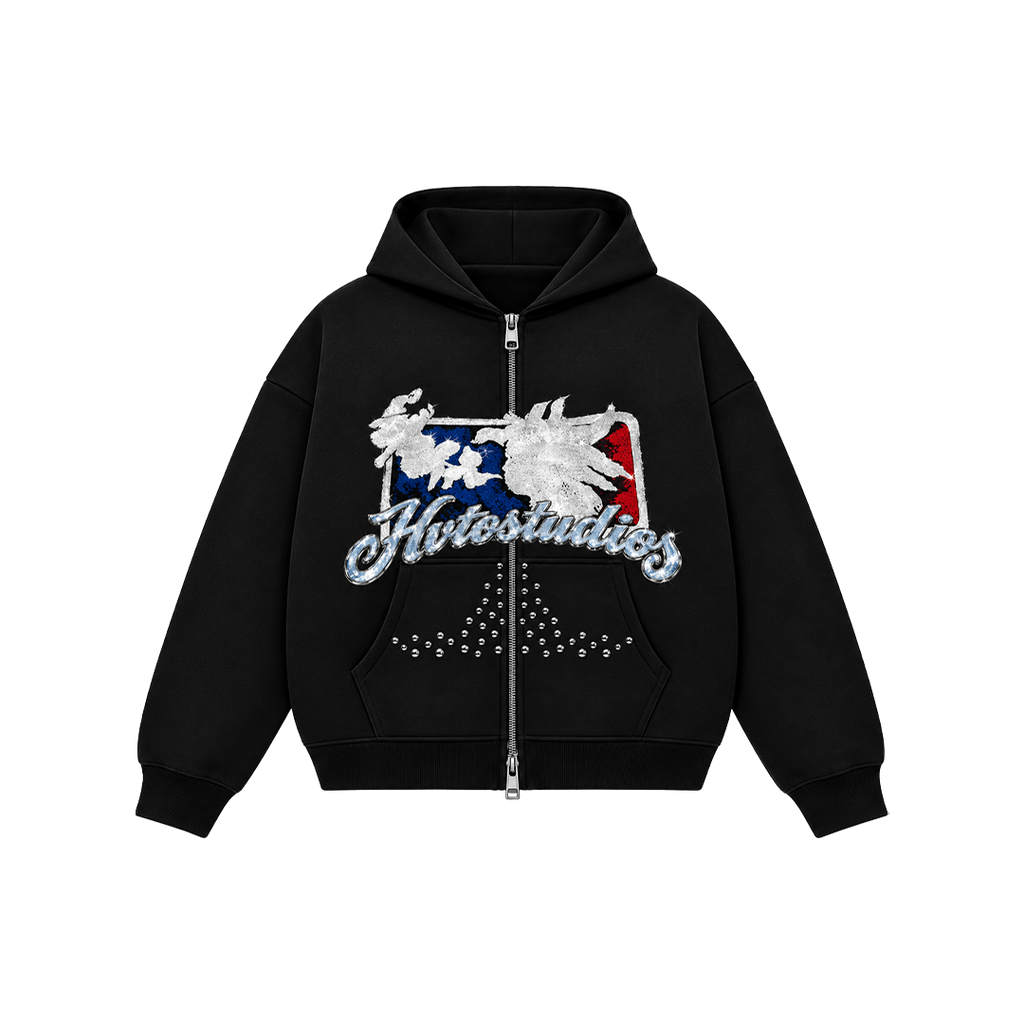 black zipper hoodie