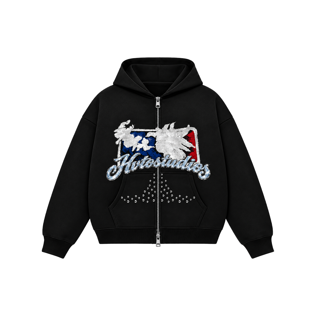 black zipper hoodie